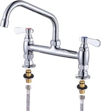 Commercial Sink Faucet with 8 Swivel Spout Supply Lines, 8" Center Deck Mount