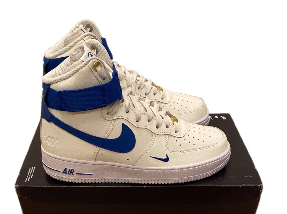 white basketball shoe nike huarache sneakers, Nike WMNS Air Force 1 High 40th  Anniversary Sail Blue Jay