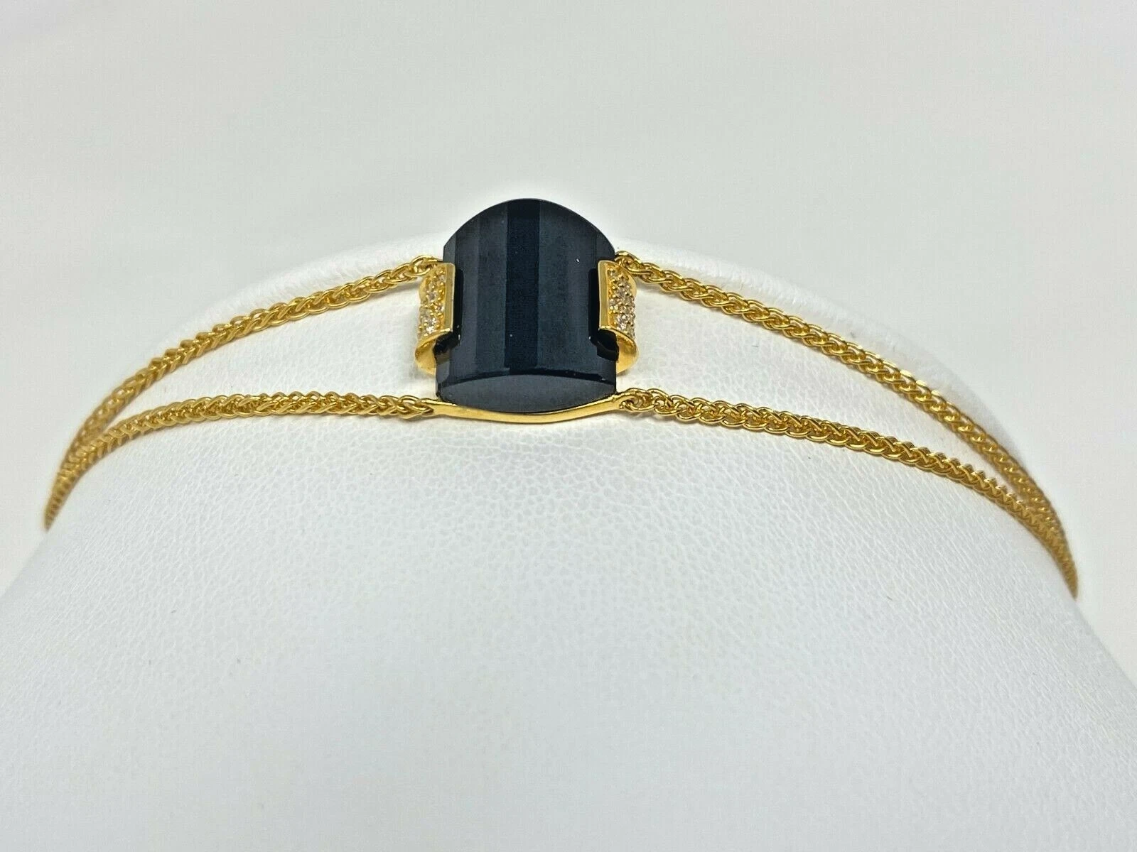 Splendido Bracciale MICHAEL KORS Oro oltre Argento Sterling 925 Vetro Nero Slider