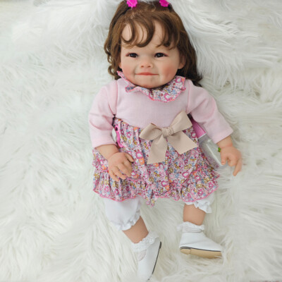 24inch Reborn Toddler Girl Raya Soft Cloth Body Rooted Hair 3D Skin Dolls Gift