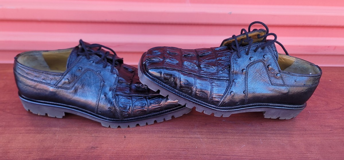 Vintage Slick Exotica Men’s Black Crocodile Leather Lace Up Oxford Size US 10 MEN main image 3