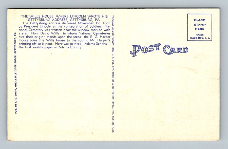 Gettysburg,PA Will's House Lincoln Gettysburg Address Adams County