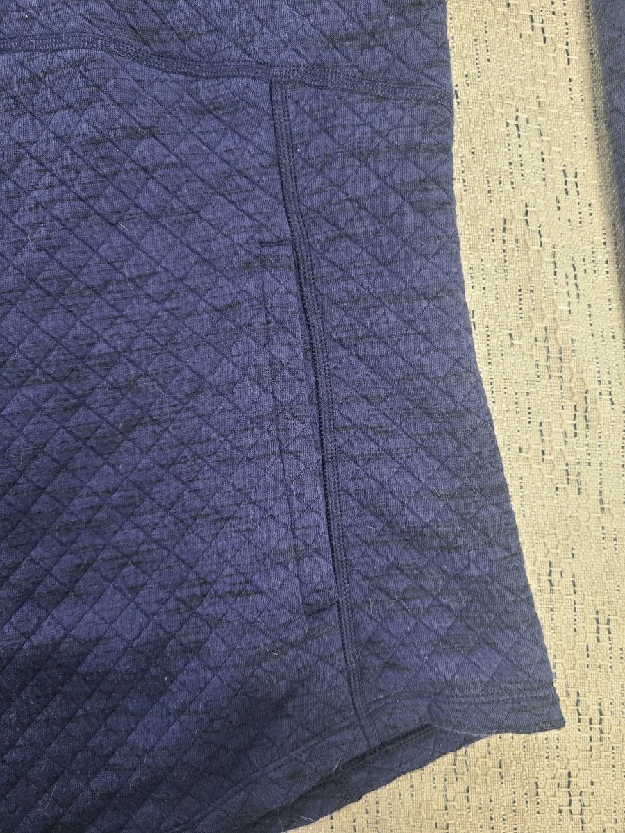Marmot Womens Medium Navy Quilted Pullover Hoodie Thumbholes Outdoor View 2