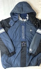Vintage 90s Dallas Cowboys Starter Pro Line 1/4 Zip Puffer Jacket Hooded Sz 2XL