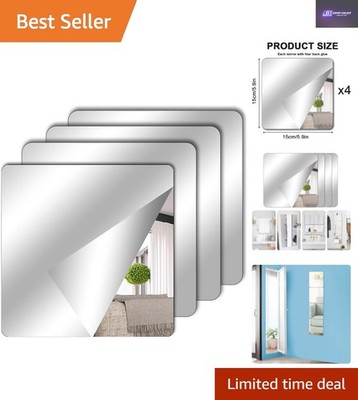 Elegante 4er Pack selbstklebende Acryl Spiegel Aufkleber 15x15cm für stilvolle Deko
