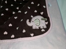 Carters Baby Blanket Elephant Pink Brown Cutie Hearts