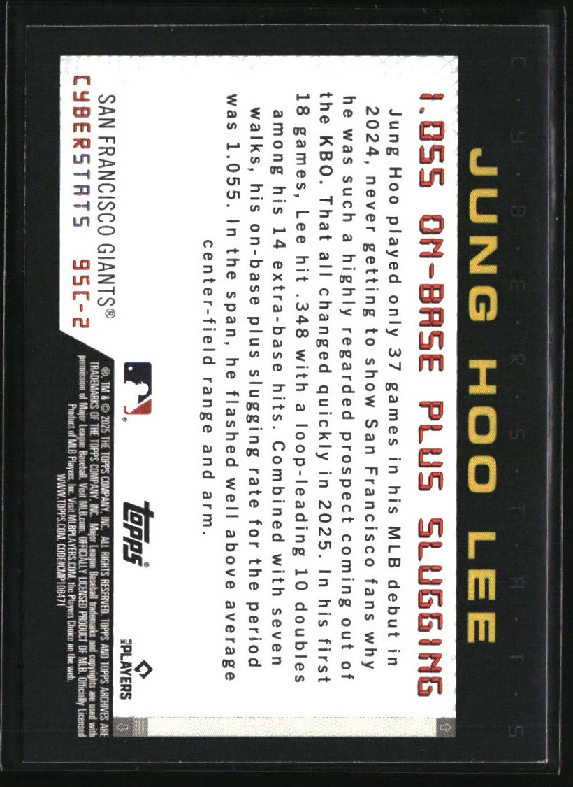 2025 Topps Archives Jung Hoo Lee Cyber Stats #95C-2 Giants | eBay