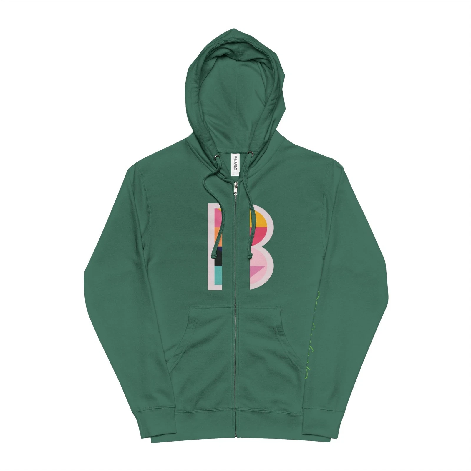 Colorful Geometric 'B' Letter Zip Hoodie | Initial B Sweatshirt