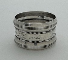 “ARTHUR” Bright Cut Engraved Sterling Silver Napkin Ring