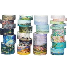  Landscape Washi Tape Set in Oil Painting Style 24 Rolls Scenery Drawing 