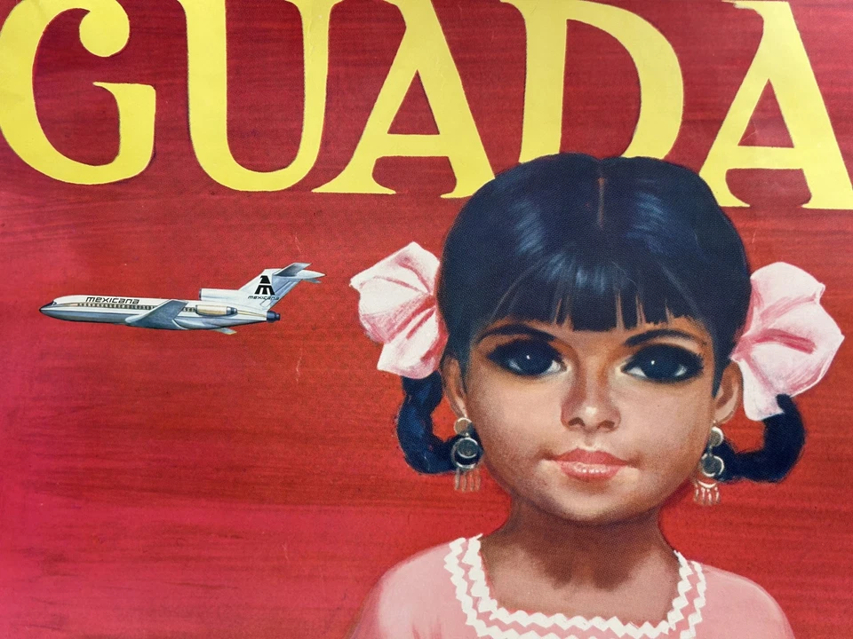 Mexicana Airlines Guadalahara 1960s Travel Poster AMENDOLLA Art Vintage 28x37in - Image 4 of 4