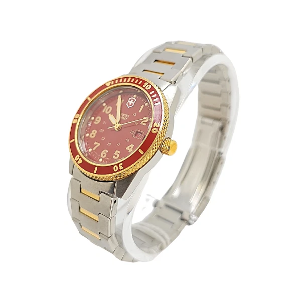 Rare New Victorinox SWISS ARMY 32mm Lancer 100 Mid-Size Diver Watch Red - image 4 of 4