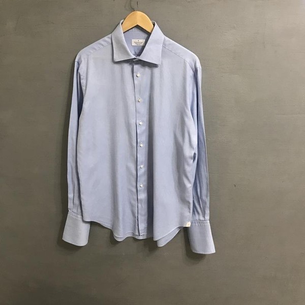 Men Ermenegildo Zegna Shirt Blue Cotton 42 / XL / #1UP6