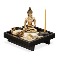 Zen Garten Buddha Deko Sandgarten Set Japanischer Steingarten 350 G Schwarz