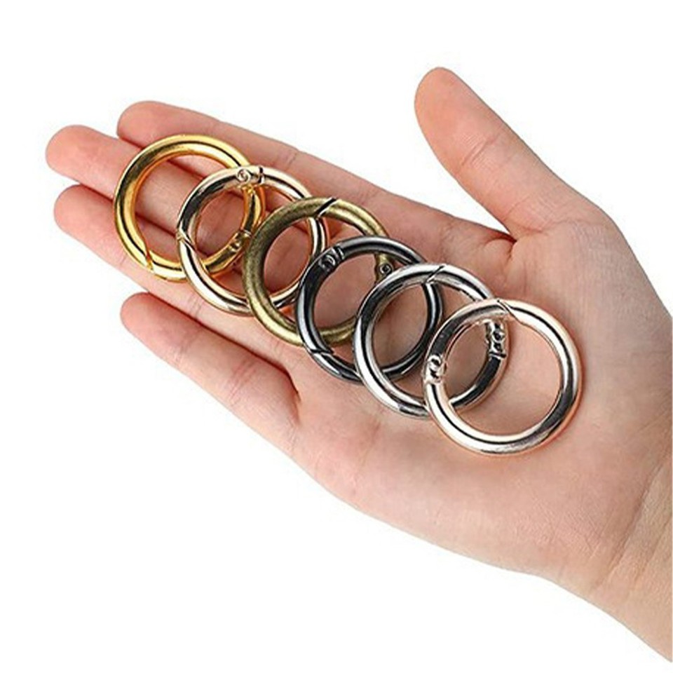 4 Count Spring Snap Clip Hook Round Carabiner Spring-loaded Buckle ...