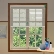 Motorized Zebra Blinds for Windows - Remote Controlled, Alexa - Dual - Layer ...