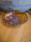 #5428 Vintage Indiana Carnival Glass Marigold Harvest Grape Iridescent Oval Bow.