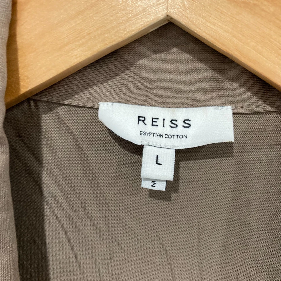 Camisa Reiss Para Hombre Talla Grande Marrón Abotonada Manga Corta Cuello Algodón 24325 Foto 4 de 4