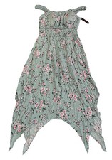 VTG 90s No Boundaries Dress Juniors S (3-4) Mint Floral Midi Grunge Sleeveless
