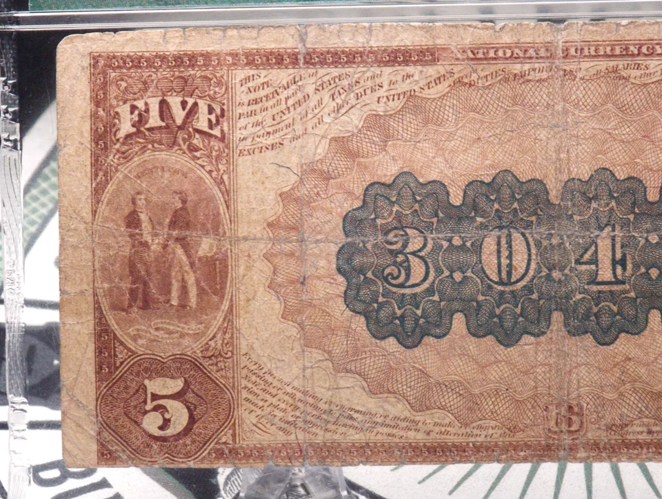 1882 $5 National Brown Back Bank Note *ELIZABETHTOWN* KY Fr#467 PMG VG10 CH#3042 - Image 4 of 4