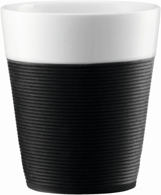 Bodum Bistro Tassenset 2er Pack 0,3l schwarz Silikonband Glas Becher 11582 01