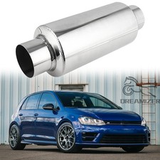 2.5" In/Out 12" Length Exhaust Muffler Resonator For VW Golf GTI R Mk7 Mk7.5 Mk8