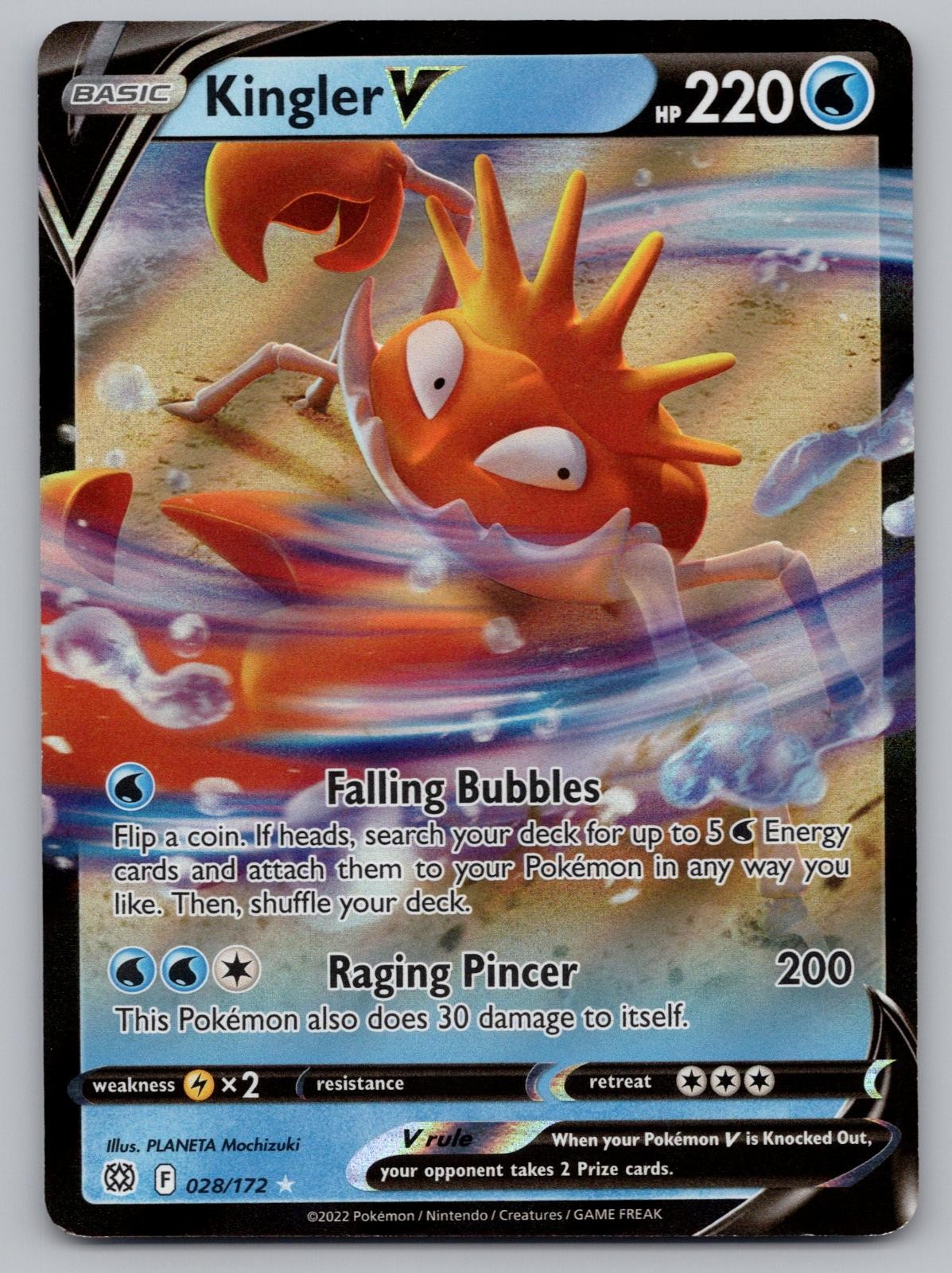 Kingler V 028/172 Holo V Rare Brilliant Stars Pokemon Lightly Played
