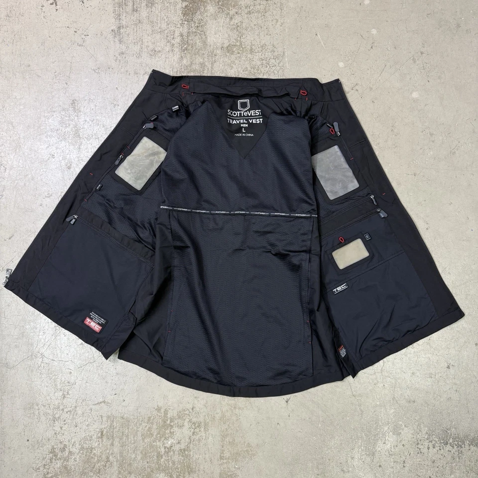 SCOTTeVEST RFID Travel Vest Mens Large Black Multi Pocket RFID Blocking Utility - Image 2 of 4