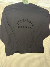 Fear of God Essentials Long Sleeve Shirt Mens Medium Black Mock Neck NWOT Logo