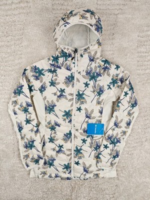 COLUMBIA - Damen Hybrid Windjacke weiß Blumen mit Kapuze - Größe S