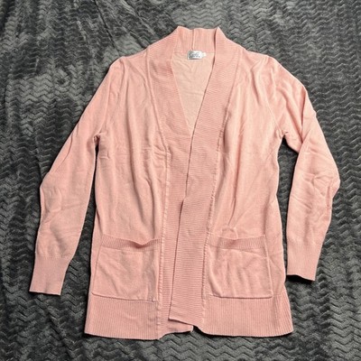 Cielo Open Front Cardigan Sweater Women Large pink Cozy Knit