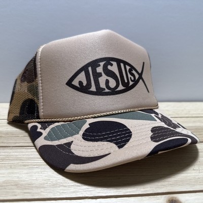 Jesus Hat Trucker Adjustable Camouflage SnapBack Hunting Hat  display picture 1