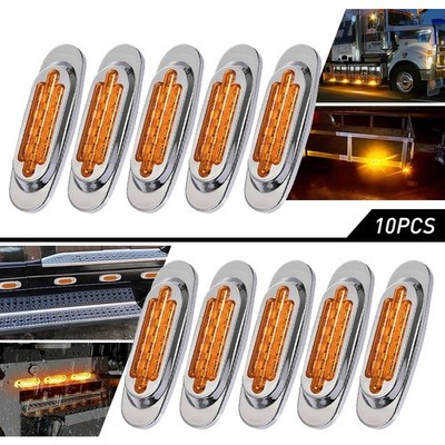 10 Pzas Luces de Marcador Lateral LED Ambar 12V para Camiones y Remolques RV