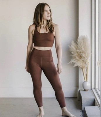 Girlfriend Collective Chocolate Brown Leggings Cropped High Waisted Women's XS