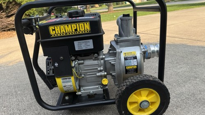 #ad Gas Powered 2 inch Semi Trash Water Transfer Pump with Hose and Wheel Kit $99.00