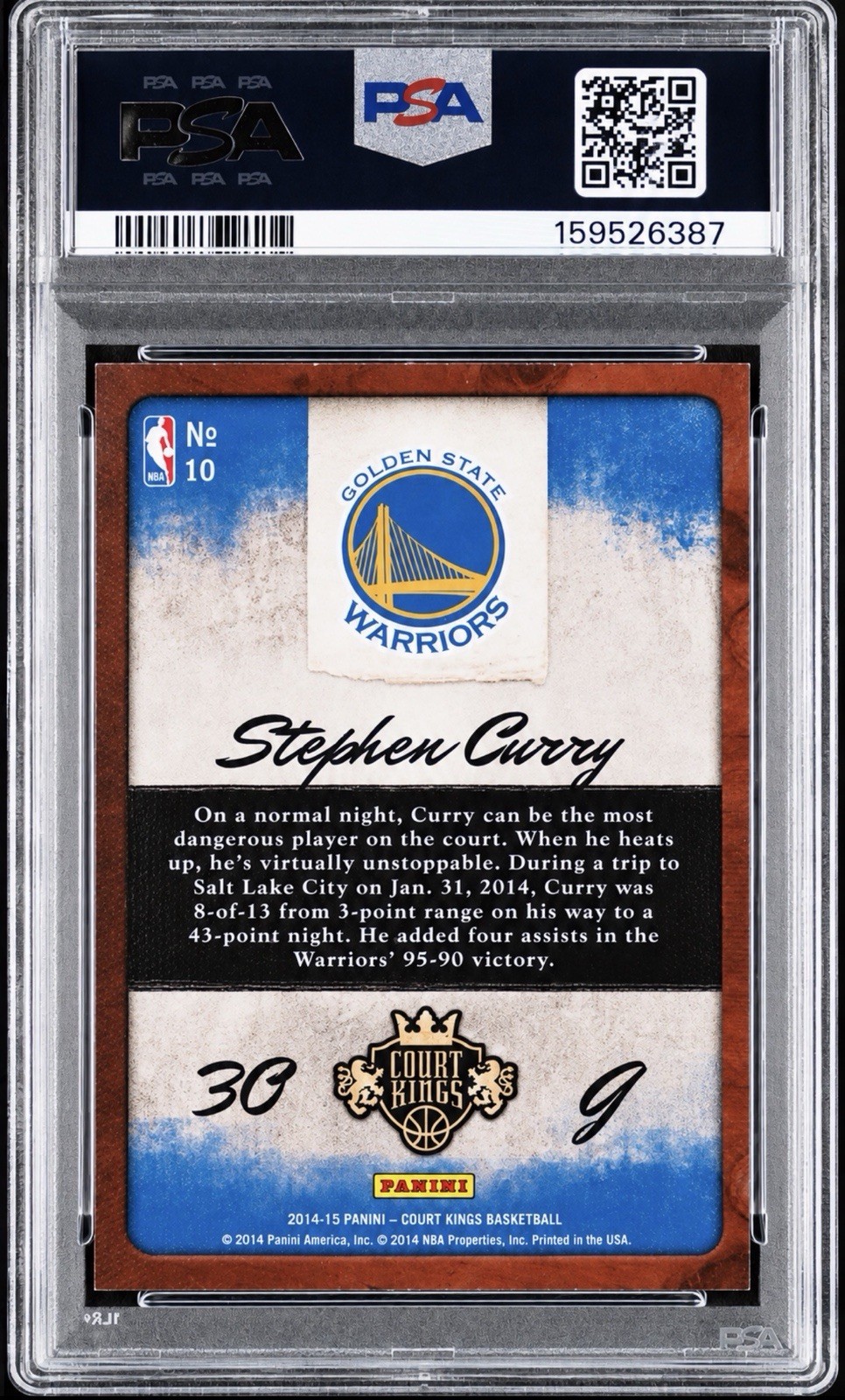 Stephen Curry 2014-15 Panini Court Kings Aficionado Highest Graded RARE PSA 9 view 2