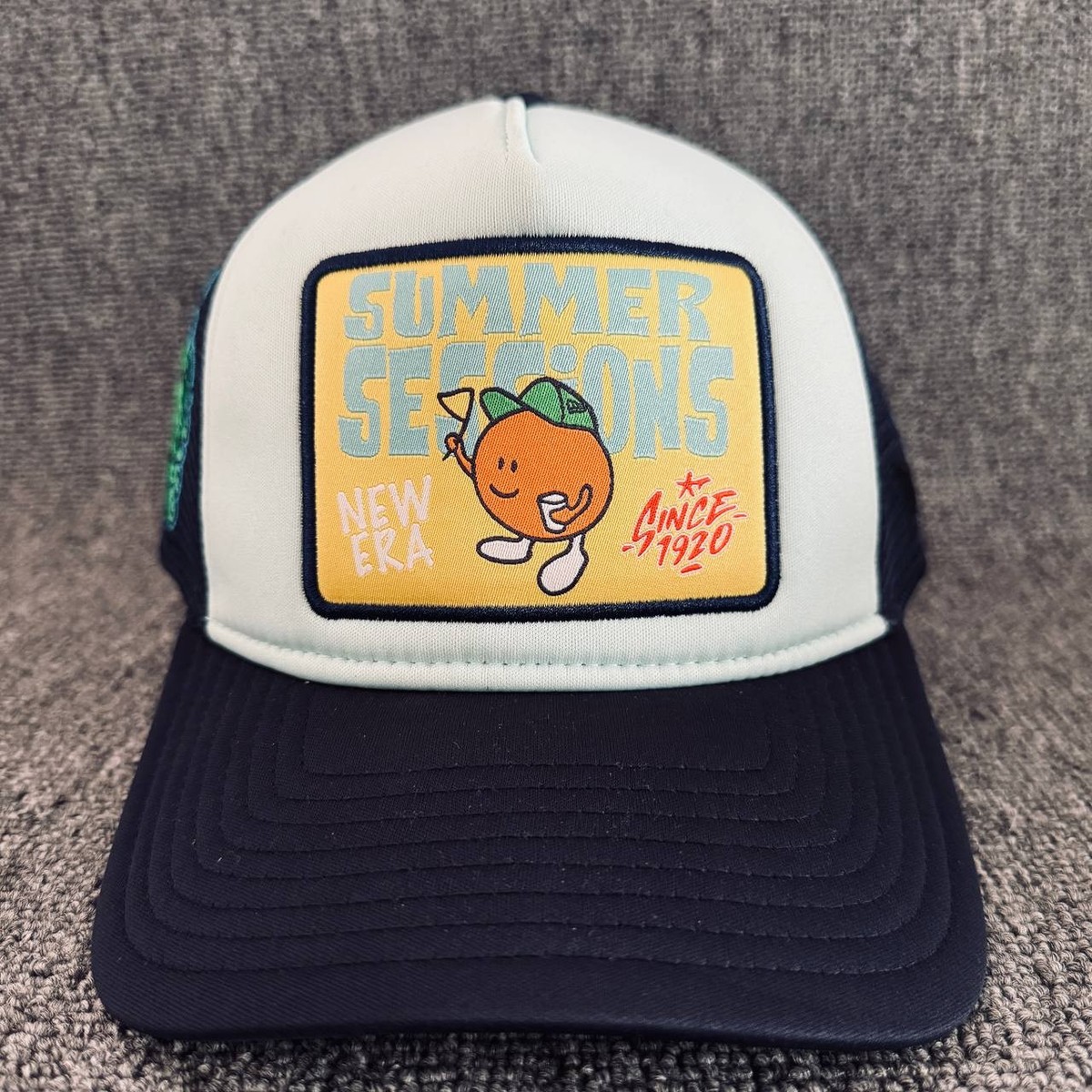 New Era Summer Sessions Trucker Hat Navy White Snapback Mesh Cap