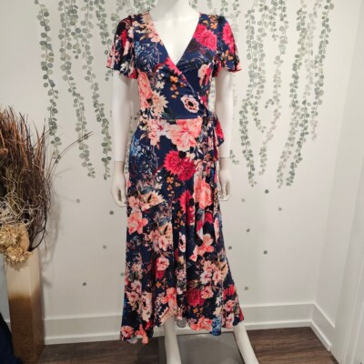 NWOT Dress the Population Wrap Dress, XS, Navy Floral | eBay NWOT Dress the Population Wrap Dress, XS, Navy Floral | eBay