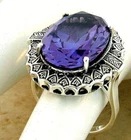 ANTIQUE STYLE 12 CT COLOR CHANGING SIM ALEXANDRITE 925 STERLING SILVER RING 1057