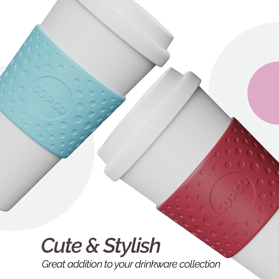 Taza Copco Acadia aislada 16 oz reutilizable para llevar paquete de 4 (rosa, azul, marrón, rojo) Foto 4 de 4