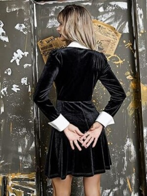 Gothic Contrast Bat Collar Button down Velvet Goth skater Dress- Black XL | eBay Gothic Contrast Bat Collar Button down Velvet Goth skater Dress- Black XL | eBay