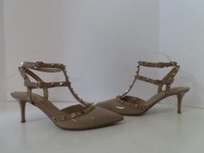 Valentino Beige Patent/Beige Leather Rockstud Double Buckle Heels/Shoes EU 40.5