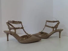 Valentino Beige Patent/Beige Leather Rockstud Double Buckle Heels/Shoes EU 40.5