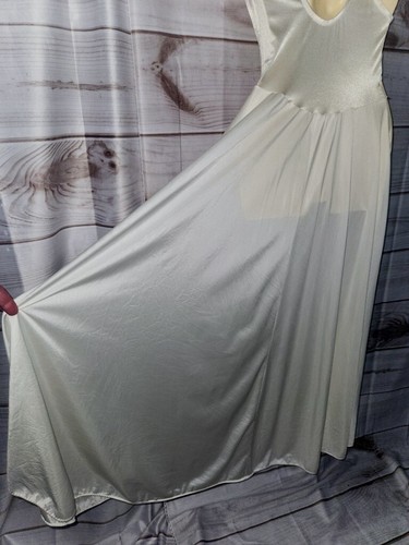 VTG Olga M Satin Night Gown Dress Lace Nylon LONG Full Sweep Negligee 92270 - Picture 13 of 21