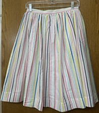Vintage 60s Full Skirt Penguin Brand Colorful Stripes White 4 C1