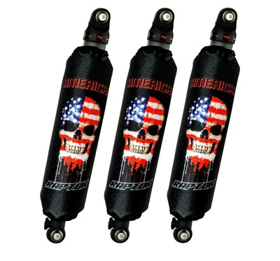 Red Skull Shock Covers For ATVs (Yamaha Banshee, Warrior, YFZ 450) - Set Of 3, Protects & Customizes