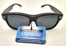 Foster Grant SOLAR SHIELD Polarized Black Sunglasses NEW FO037 Fits Over Glasses