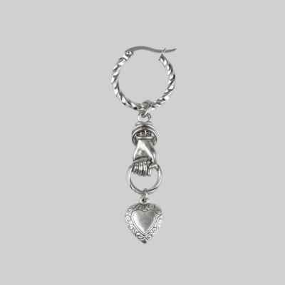 REGALROSE ALL OF Hand Grasping Heart Single Earring