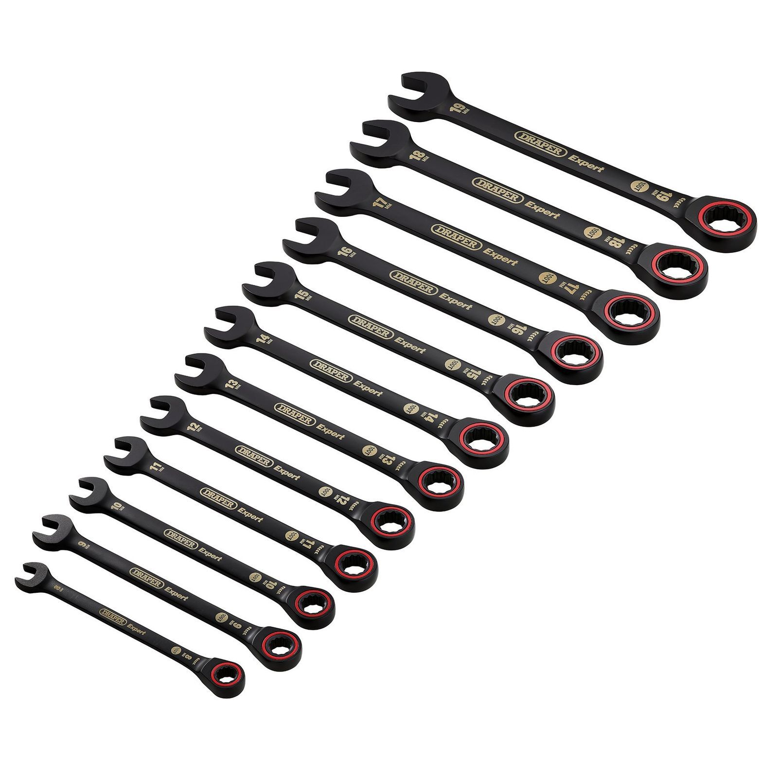 B&Q - Expert Hi-Torq Metric Ratchet Combination Spanner SetBlack (12 Piece) - Image 3
