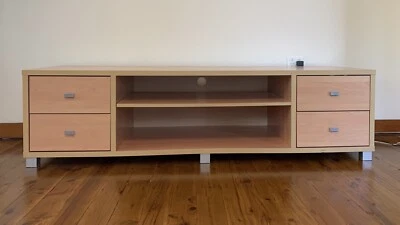 Low Lying Birch Home Theatre Entertainment Tv Cabinet Unit Stand